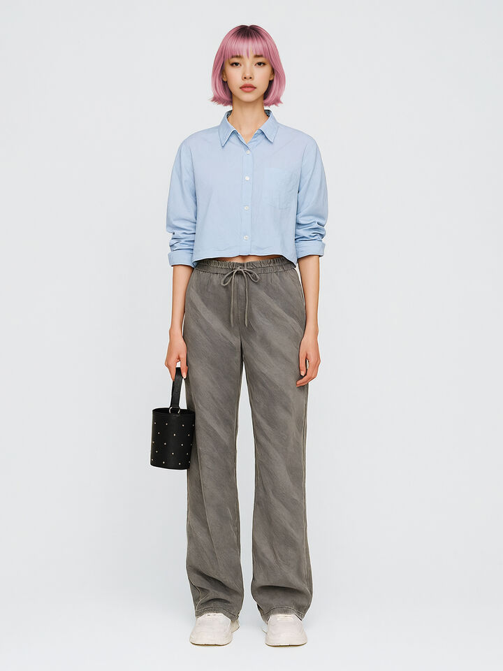 Camicia cropped azzurra con coulisse - sisley k camicie - Azzurro | Sisley K image number 1